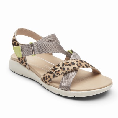 Rockport Eileen X-Strap Sandalen Damen Leopard HNM-467193
